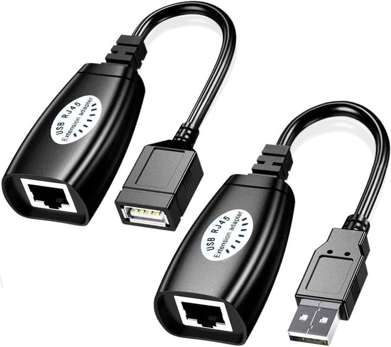 GUO USB Extender Over RJ45 Cat 6/5/5e Adapter, RJ45 Ethernet Splitter to USB Extension UP to 50m/164ft, Compatible with Computers, Mobile Phones, Mice, Keyboards, U Disks, Printers, Cameras - Image 1